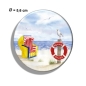 Preview: Kühlschrankmagnet m. Flaschenöffner Aquarell Maritim Kunst Druck Kunstdruck Nordsee Cuxhaven Duhnen Strandkorb Strand Meer